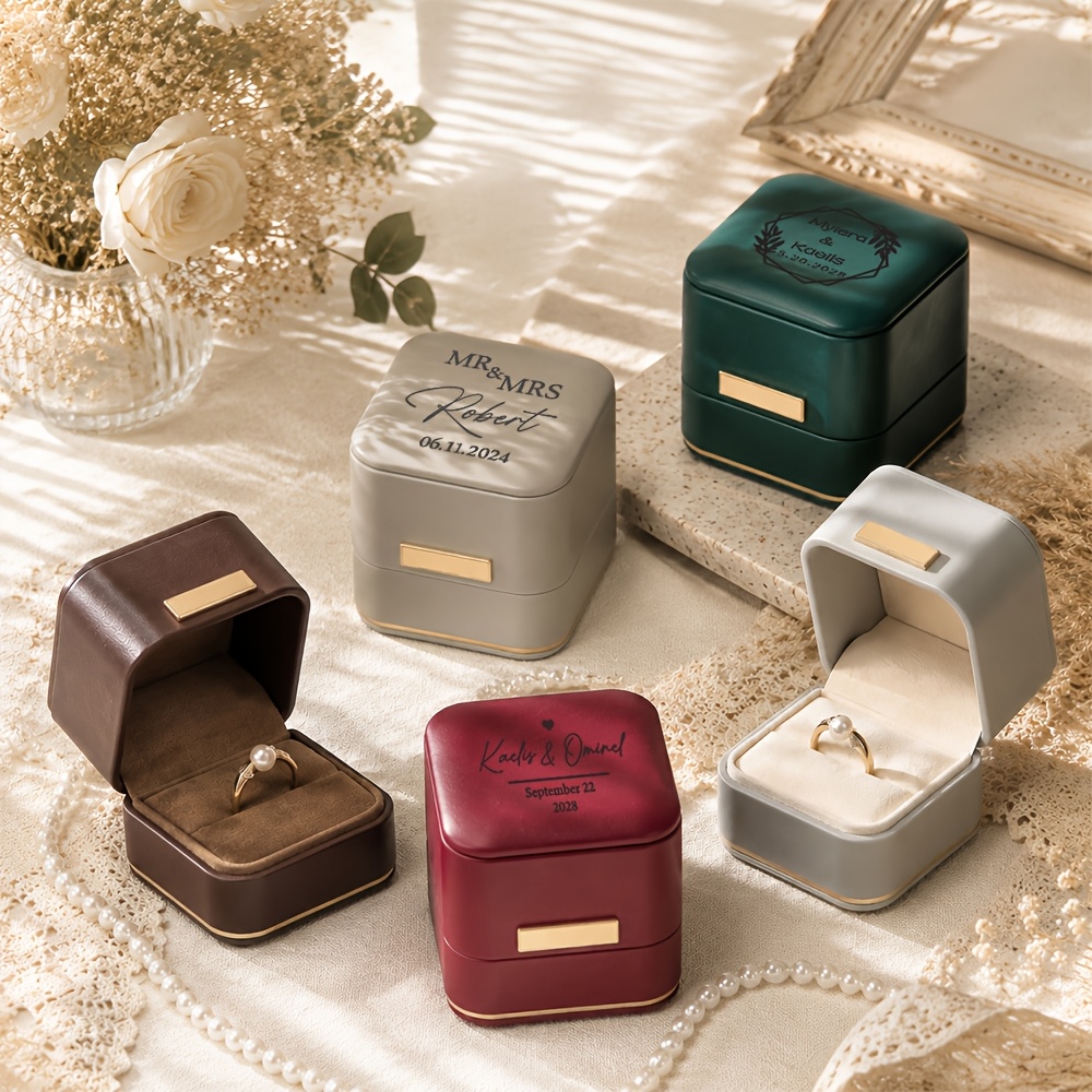 Personalized Faux Leather Jewelry Box for Engagement and Wedding